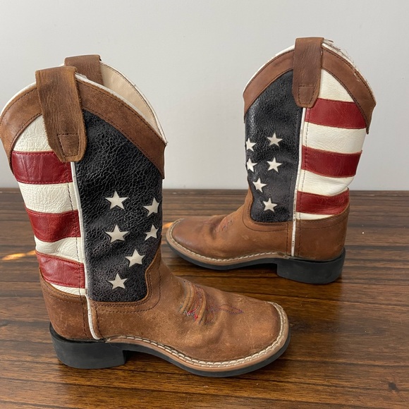 Old West, 11 little kid, American Flag square toe cowboy country western boots - Picture 5 of 12